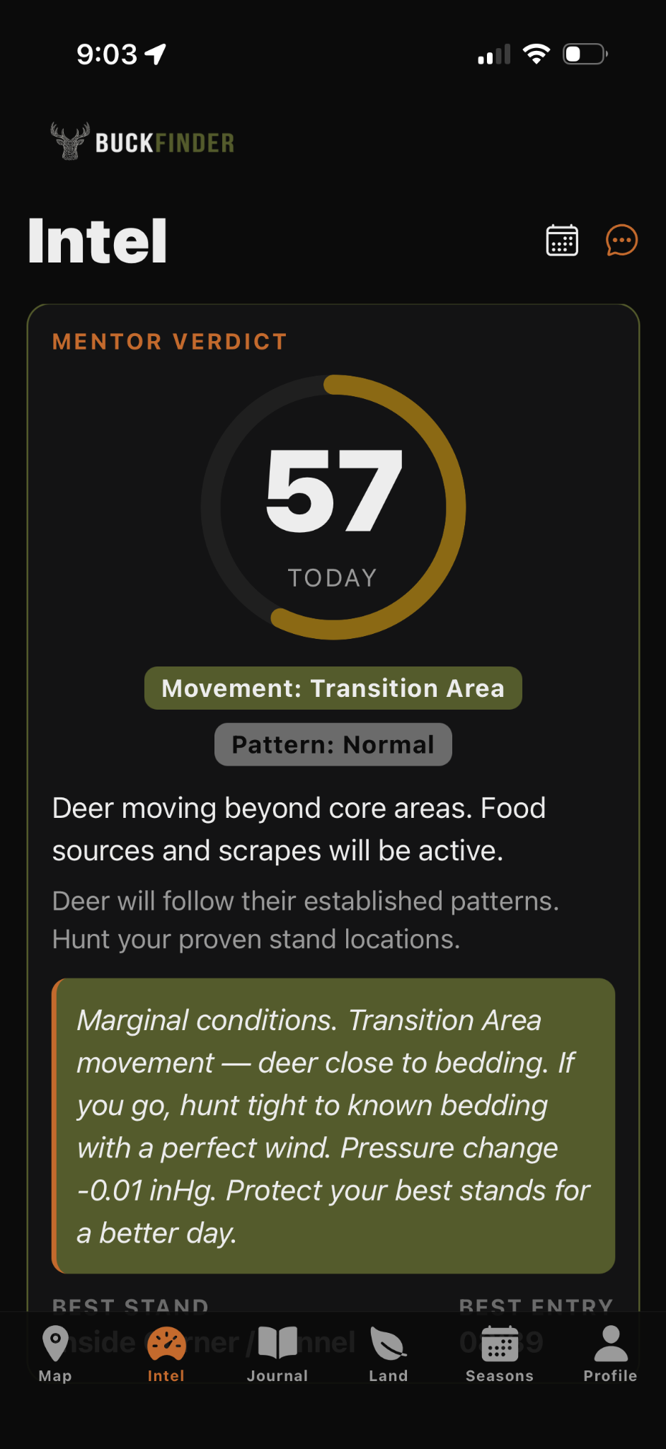 BuckFinder movement verdict details