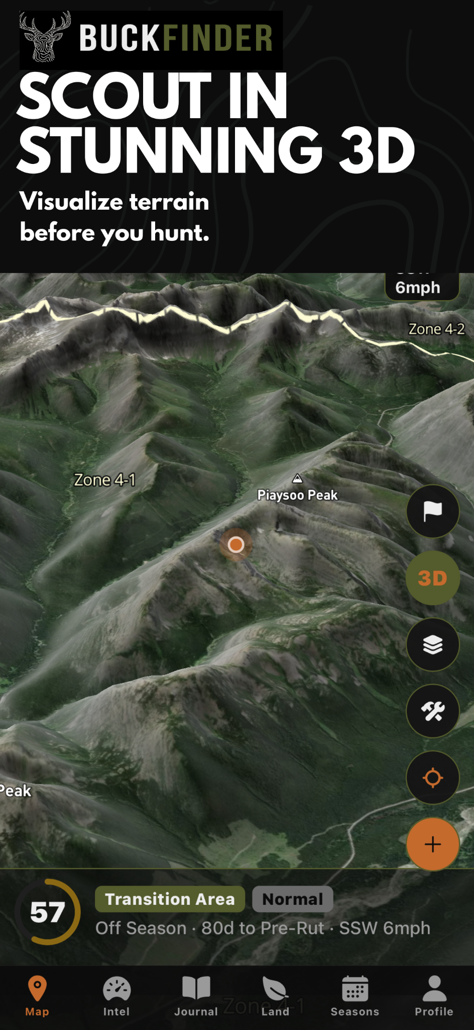 BuckFinder 3D terrain map